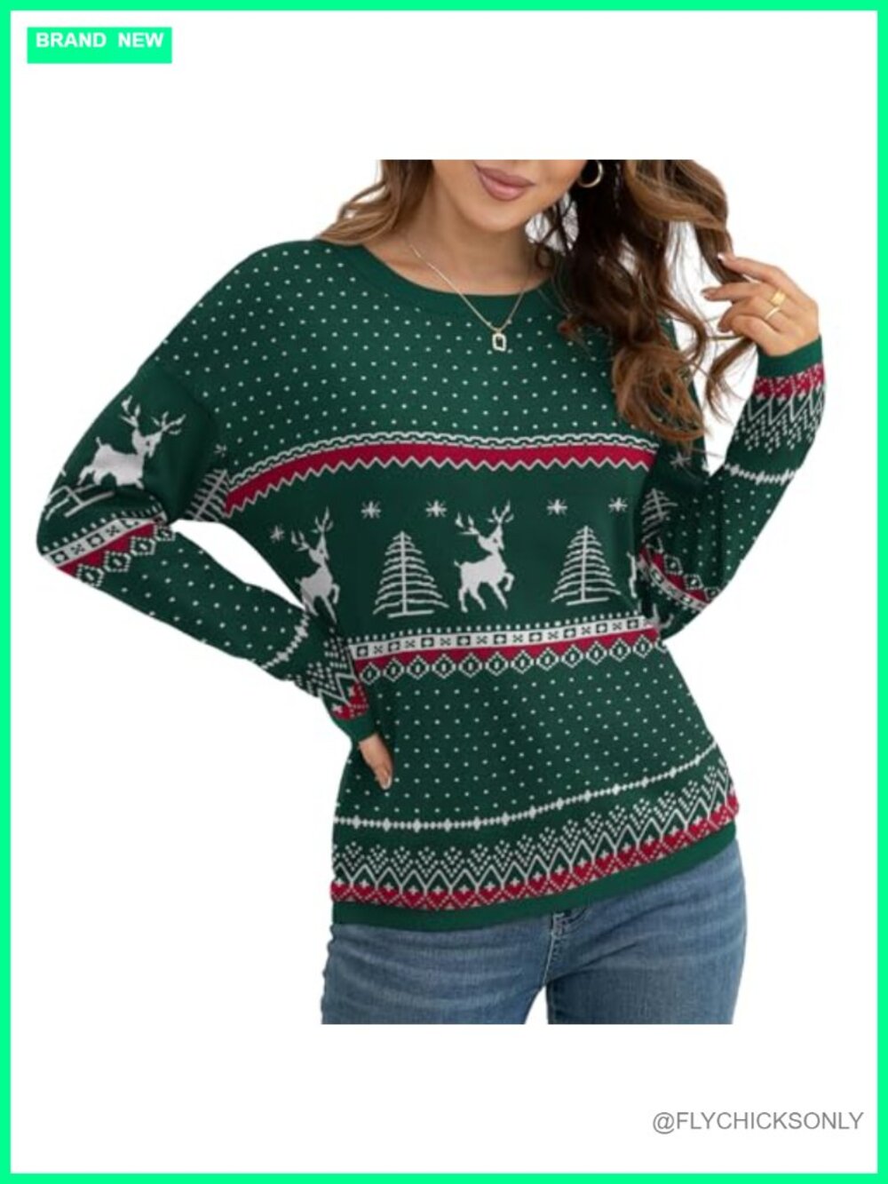 Women's Pullover Sweater Long Sleeve Print Knitted Crew Neck